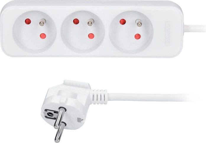 3 sockets with child safety shutters