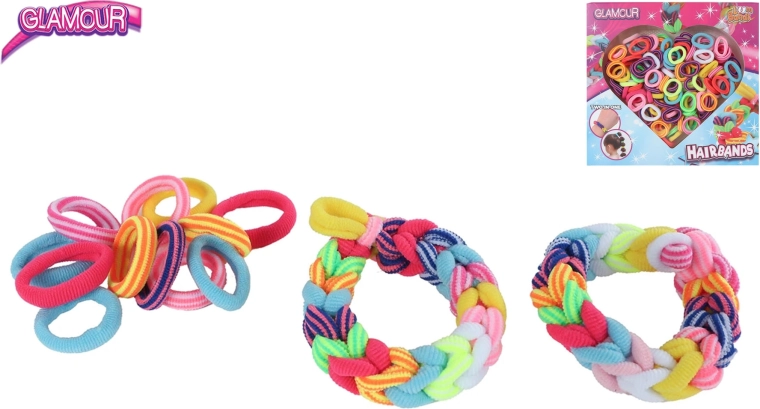 Glamour set of elastic hair ties – 150 colorful pieces