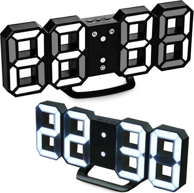 LED digital alarm clock with thermometer and alarm – Black