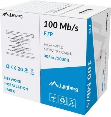 LAN-kabel FTP 100 Mb/s 305 m grå