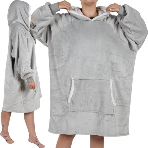 XXL hoodie blanket with hood RUHHY, grey