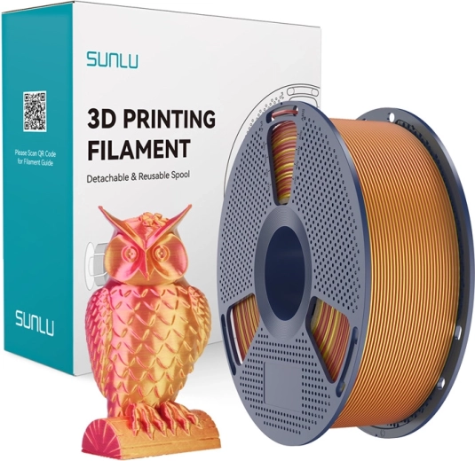 Sunlu PLA+ Silk dual-color filament for 3D printing (red/gold)