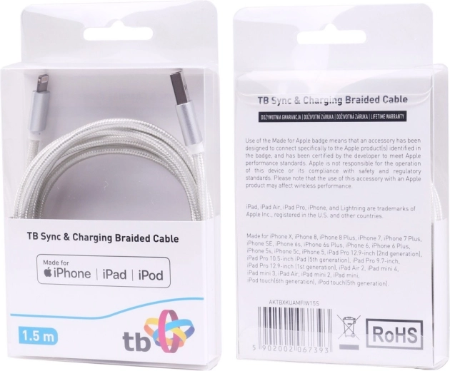 Kabel Lightning-USB 1.5m srebrny MFi