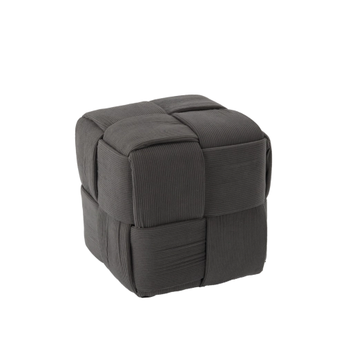 Knitted Cube Pouf, Dark Gray, 34 × 34 × 34 cm