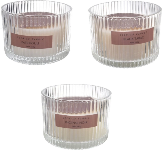 Duftlys i glas RIB hvid 710 g
