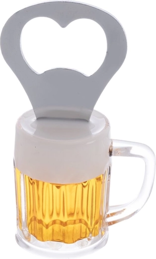 Décapsuleur pour capsules couronne avec motif Bière, inox et plastique