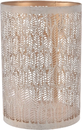 Bougeoir Leaf en métal, finition beige et or