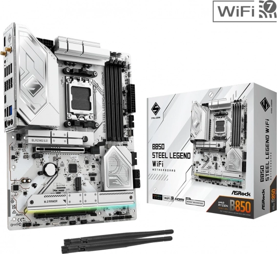 Scheda madre bianca B650 Steel Legend WiFi AM5 ATX