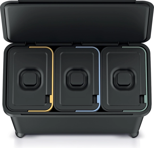 Clear sorting with 3 compartments and color coding