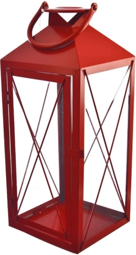 Metalowa latarnia czerwona – średnia 35 cm