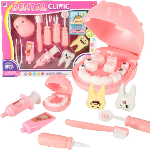 Dentist Set with Little Hippo – Educational Toy for Kids – Pink