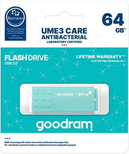 Chiavetta USB GOODRAM UME3 Care Antibatterica 64 GB USB 3.0