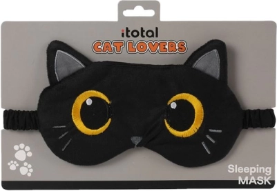 Sleep mask with black cat motif