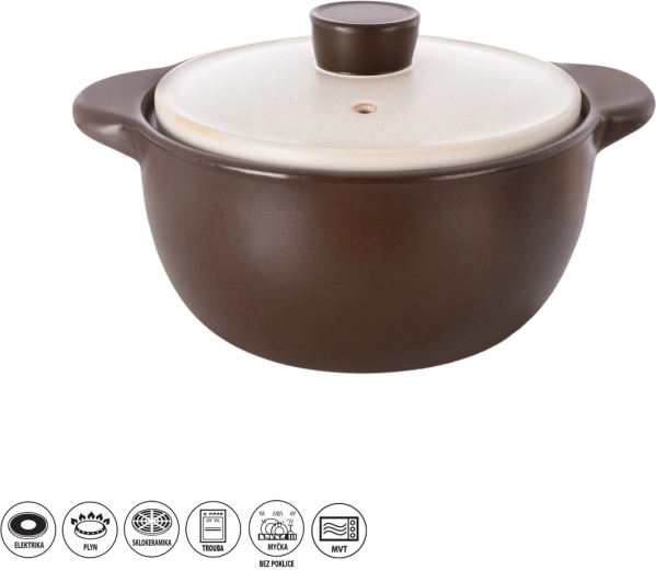 Cocotte en céramique réfractaire avec couvercle 4,8 l