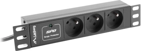 Rack-mounted power strip PDU 10" 1U, 3x FR outlet, 2 m, 16 A, 230 V, black