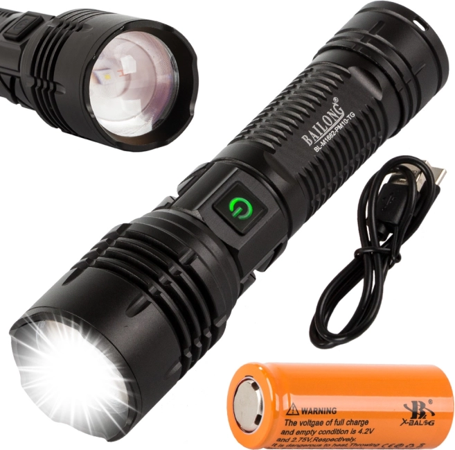 Tactical Bailong LED Flashlight with Zoom Function