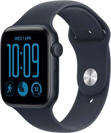 Apple Watch SE 3 GPS 44 mm z aluminiową kopertą w kolorze północy i granatowym sportowym paskiem M/L