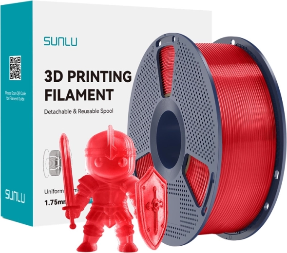 Sunlu PLA+ filament 1.75 mm – Transparent Red