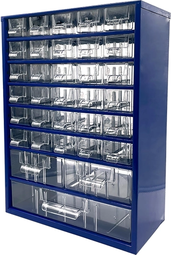 Metal organizer cabinet with 30 small, 2 medium and 1 large drawer, 30.5 × 46 × 15.5 cm – TOKOZ