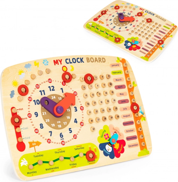 Wooden Learning Board ECOTOYS Calendar and Clock