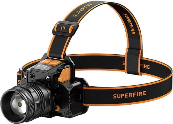 Superfire Headlamp 350 lm with USB charging and power bank
