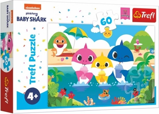 Puzzle Baby Shark – Famiglia di squali in vacanza, 60 pezzi (33 × 22 cm)