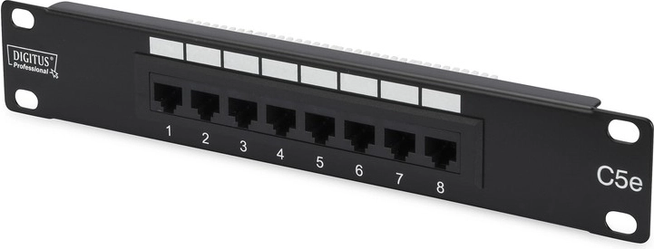 Patch panel 10" 8 porte cat. 5e U/UTP 1U nero DIGITUS