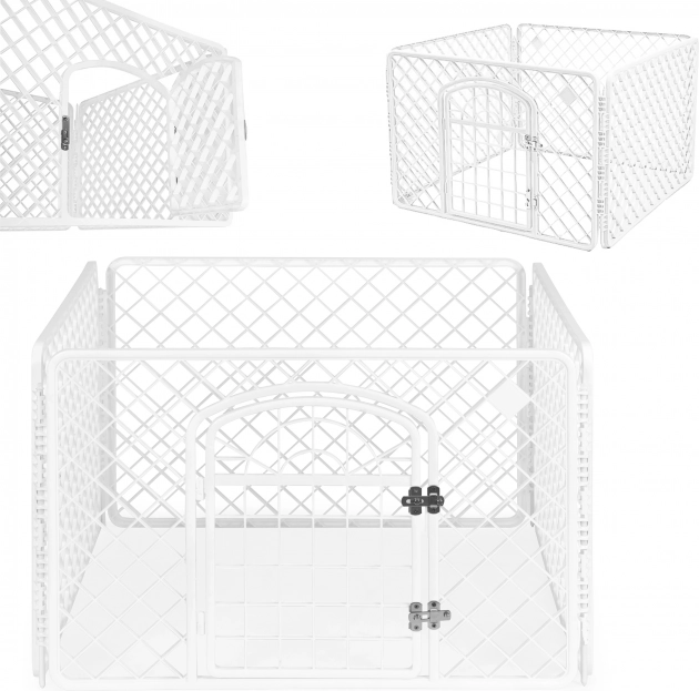White plastic playpen/run for dogs and cats PETSI 4 panels 91 × 91 × 60 cm