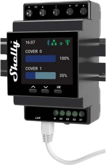 Télécommande intelligente pour volets Shelly Pro avec Wi‑Fi et mesure de puissance