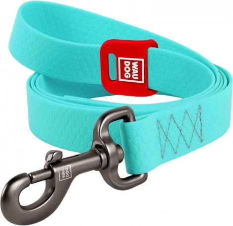 Waterproof luminous dog leash WAU DOG 25 mm, 183 cm, blue