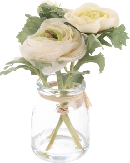 Vase Fleur en plastique et verre blanc 15 cm