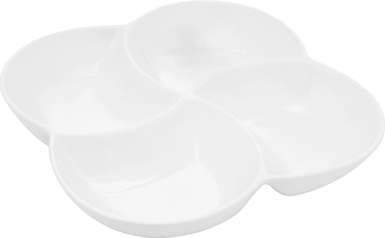 Regular porcelain divided serving bowl, 4 sections, 26.5 cm, cream