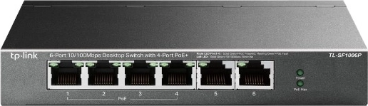 Switch desktop TP-Link con 6 porte 10/100 Mb/s e 4× PoE+