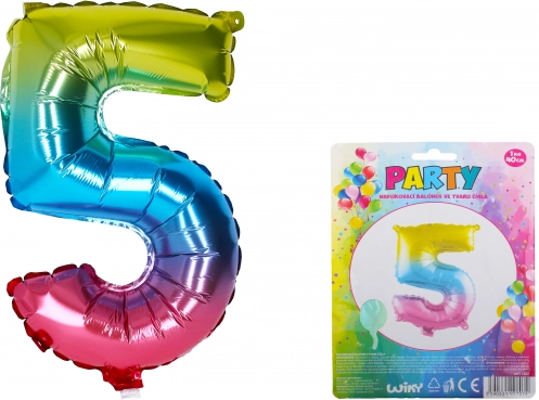 Inflatable Balloon in the Shape of Number 5 Rainbow