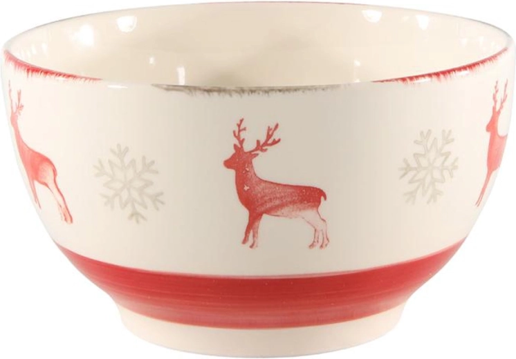 Christmas ceramic bowl with reindeer 14 cm