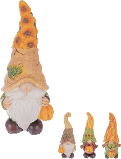 Lutin décoratif avec citrouille en polyrésine 30 cm (assortiment de 4 variantes)