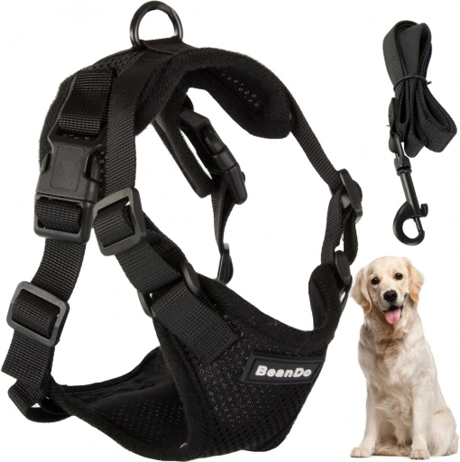 Pettorina no-pull per cani con maniglia, regolabile, nera, XL