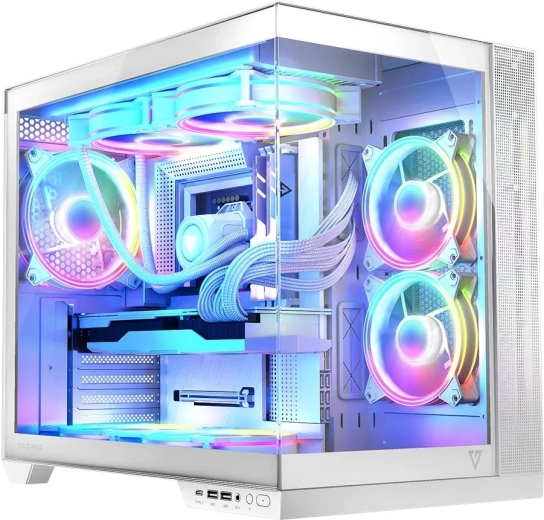 Case VOLCANO Panorama Apex ARGB, 7× ventole ARGB, bianco