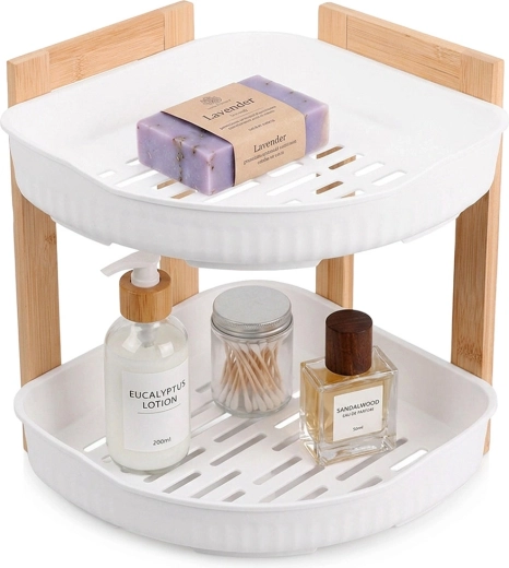 Corner two-tier bathroom shelf Bathroom Solutions white 24 × 24 × 27 cm - 1 piece
