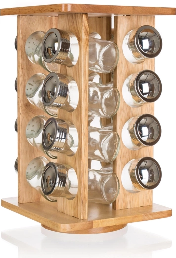 BRILLANTE krydderisæt med glasdåser og drejelig træholder, 16 stk.