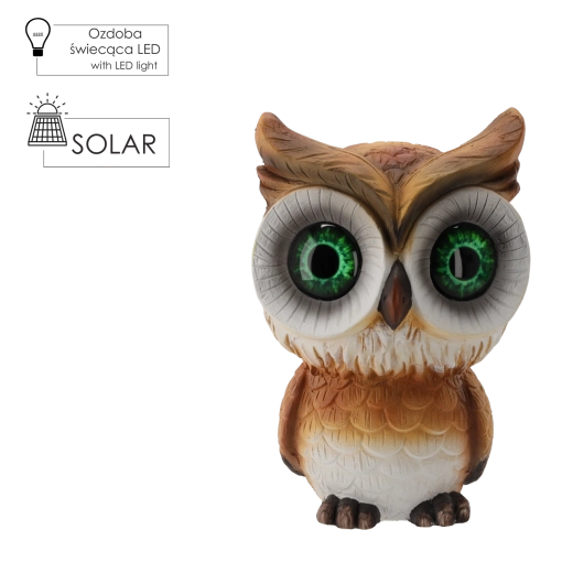 Garden owl figurine with solar LED lighting 27 cm