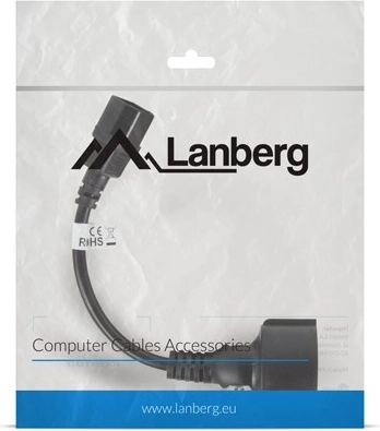 cavo di alimentazione di prolunga IEC 320 C14 a Schuko, 20 cm, nero