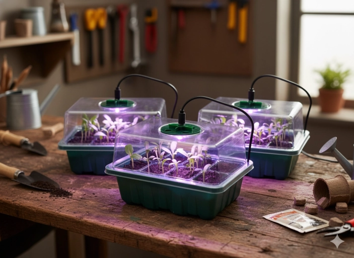 Illuminazione LED integrata per piantine robuste