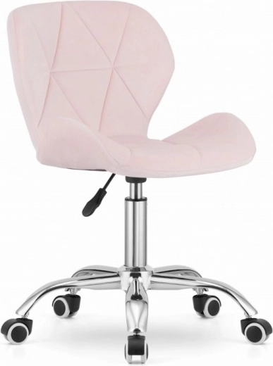 Chaise de bureau pivotante avec dossier large, velours rose AVOLA