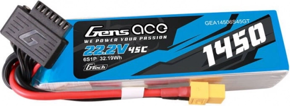 Gens Ace G-Tech batteria LiPo 1450 mAh 22,2 V 45C 6S con connettore XT60