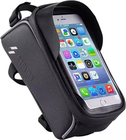 ROCKBROS bicycle frame bag with phone holder, black