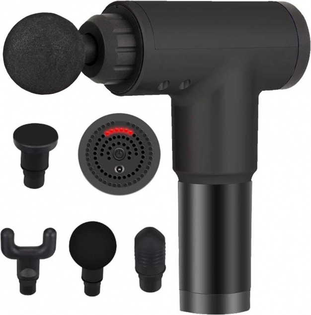 Massage gun for deep muscle massage, 6 speeds and 4 attachments