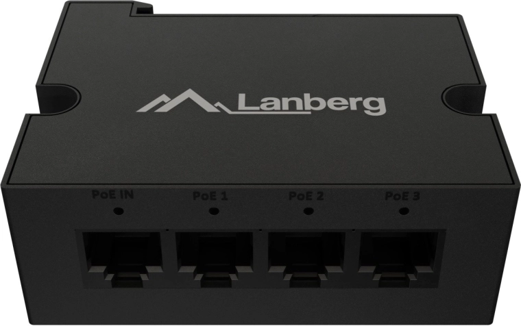 Lanberg switch extender PoE su guida DIN 1× PoE IN / 3× PoE OUT