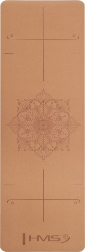 Cork Yoga Mat HMS YM11 with Water-Resistant Surface and Alignment Lines