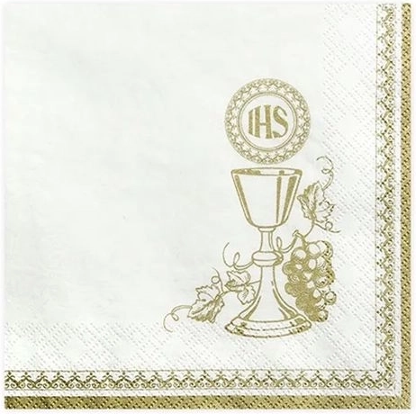 Papirservietter med kalkmotiv hvid-guld 33 × 33 cm 20 stk.